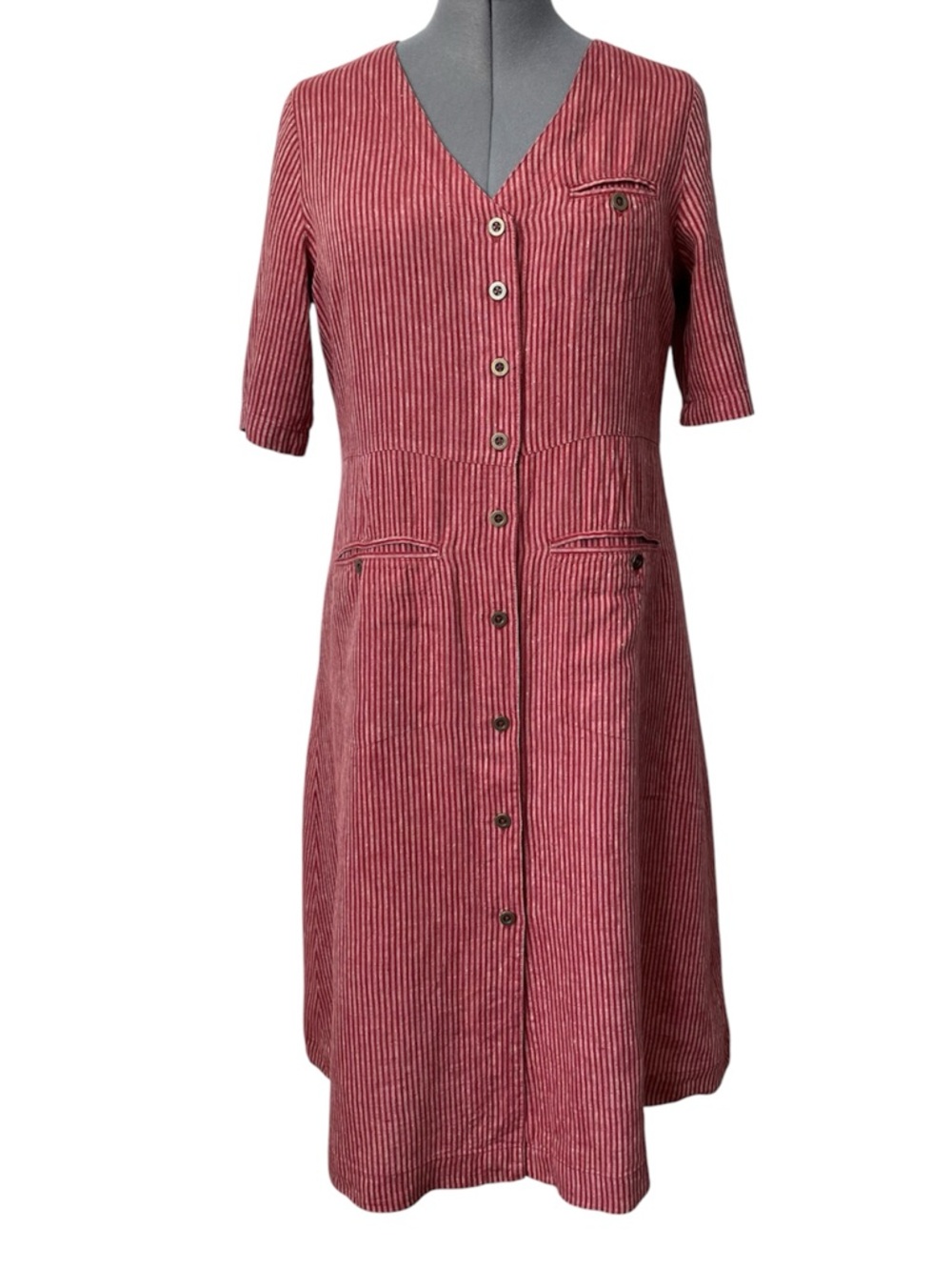Gudrun Sjödén linen striped button front dress S